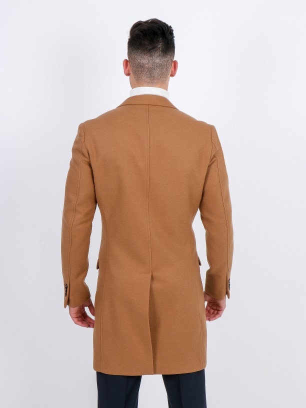 Sobretudo slim fit lapela clássica Sobretudo slim fit lapela clássica