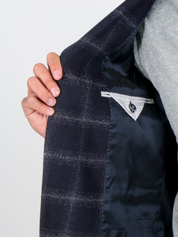 Plaid pattern slim fit blazer