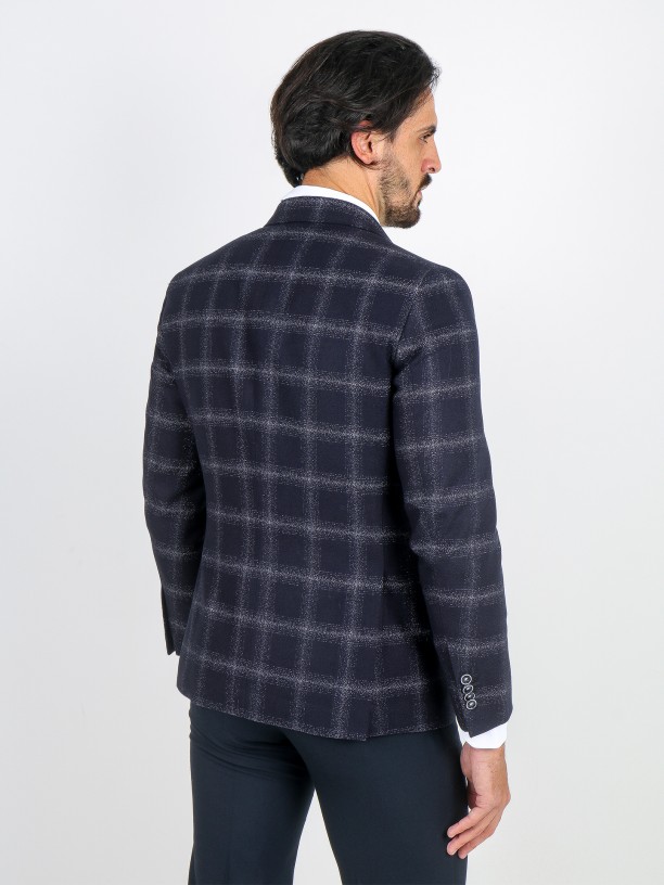 Plaid pattern slim fit blazer