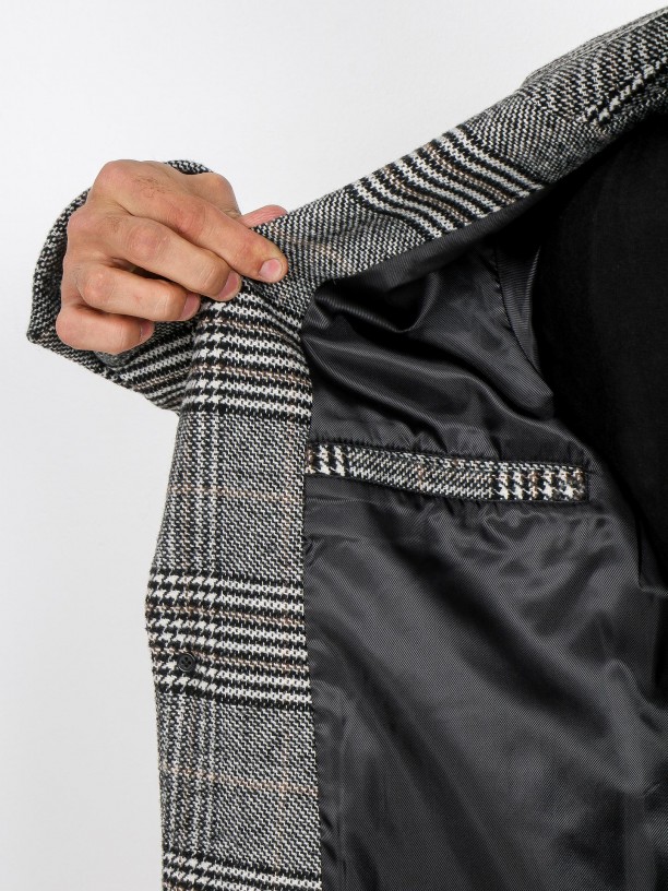 Wool plaid pattern overcoat