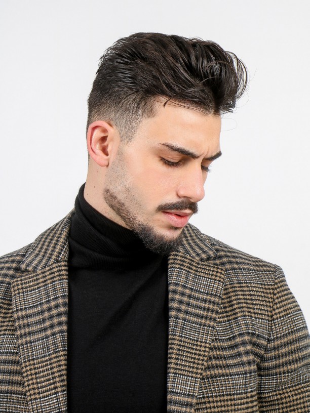 Wool plaid pattern overcoat