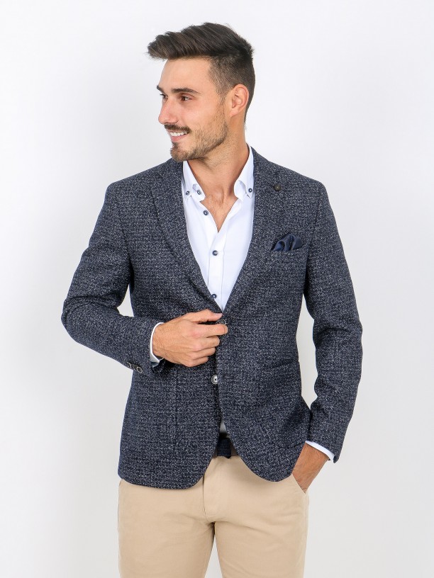 Slim fit knitted pattern blazer