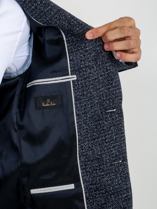 Slim fit knitted pattern blazer
