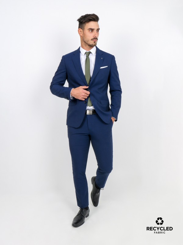 Slim fit micro pattern suit recycled fabric