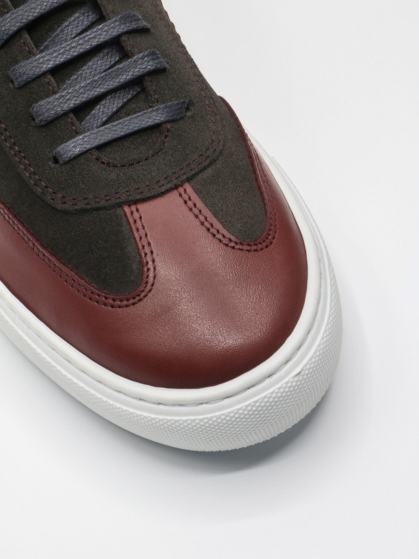 Combined leather sneakers with sole detail