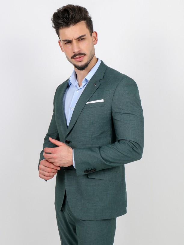 Fato de micro padrão slim fit Fato de micro padrão slim fit