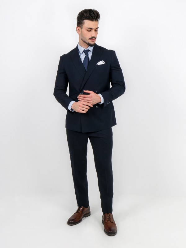 Regular fit double-breasted micro pattern suit