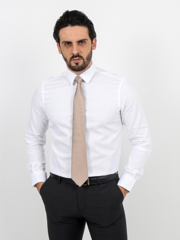 Regular fit micro structured classic shirt