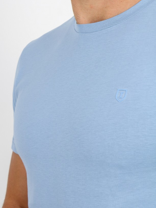 Cotton plain t-shirt round collar
