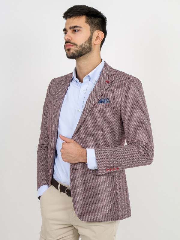 Cotton and linen micro pattern blazer