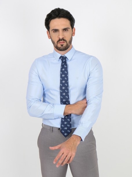 Camisa cl�ssica slim fit micro estrutura