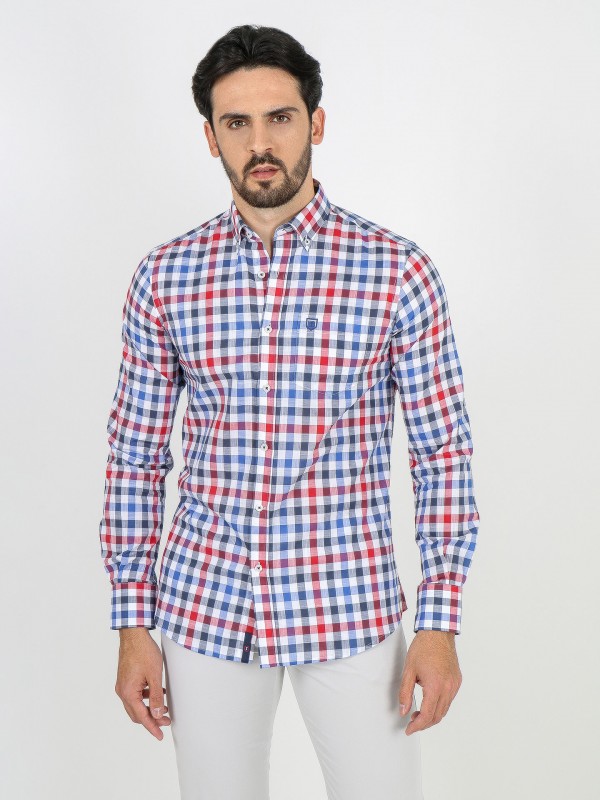 Cotton plaid pattern shirt