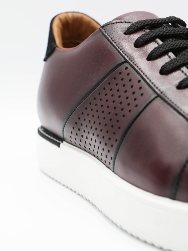 Combined leather sneakers with pattern