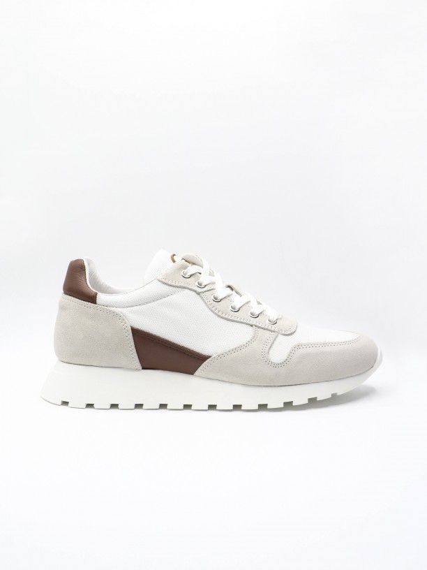 Contrast leather combined sneakers