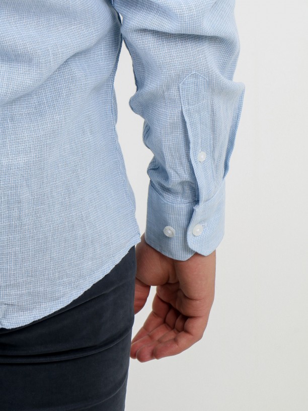 Camisa de lino y algodón micro estampado