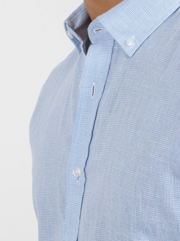 Micro pattern linen cotton shirt