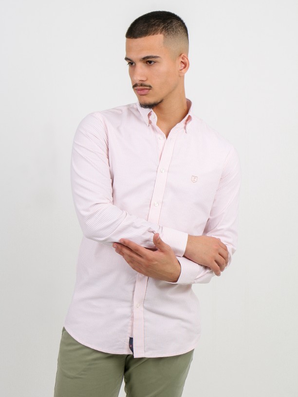 Camisa oxford de algodão às riscas Camisa oxford de algodão às riscas