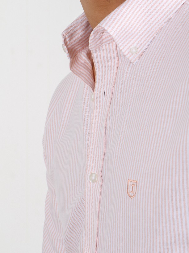 Striped pattern oxford cotton shirt