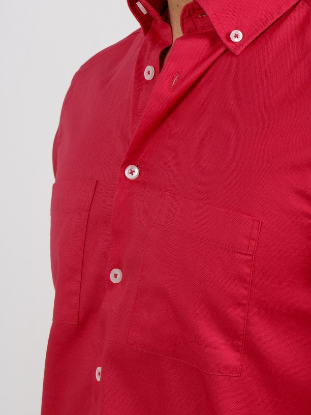 Structured plain shirt with pockets