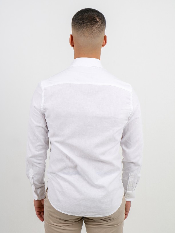 Camisa de lino y algodón cuello corto Camisa de lino y algodón cuello corto