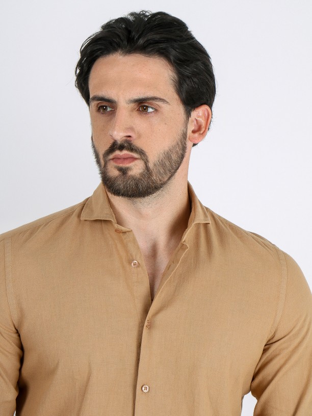 Short collar linen cotton shirt Short collar linen cotton shirt