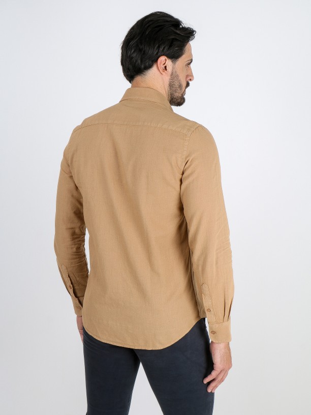 Short collar linen cotton shirt