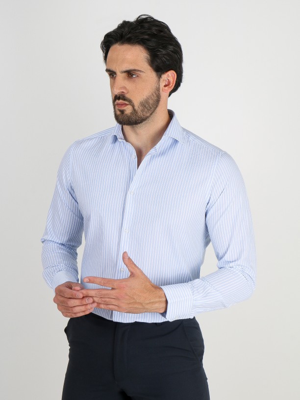 Striped pattern shirt italian collar
