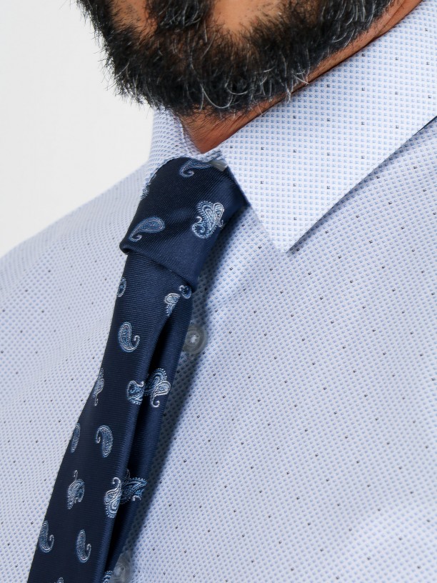 Micro pattern slim fit elegant shirt