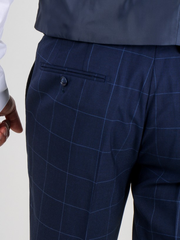 Fato de padrão xadrez regular fit com colete Fato de padrão xadrez regular fit com colete