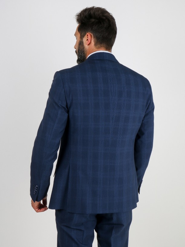 Fato de padrão xadrez regular fit com colete Fato de padrão xadrez regular fit com colete