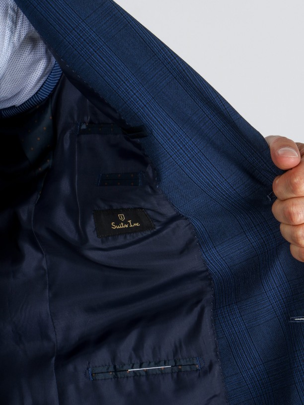 Fato de padrão xadrez regular fit com colete Fato de padrão xadrez regular fit com colete