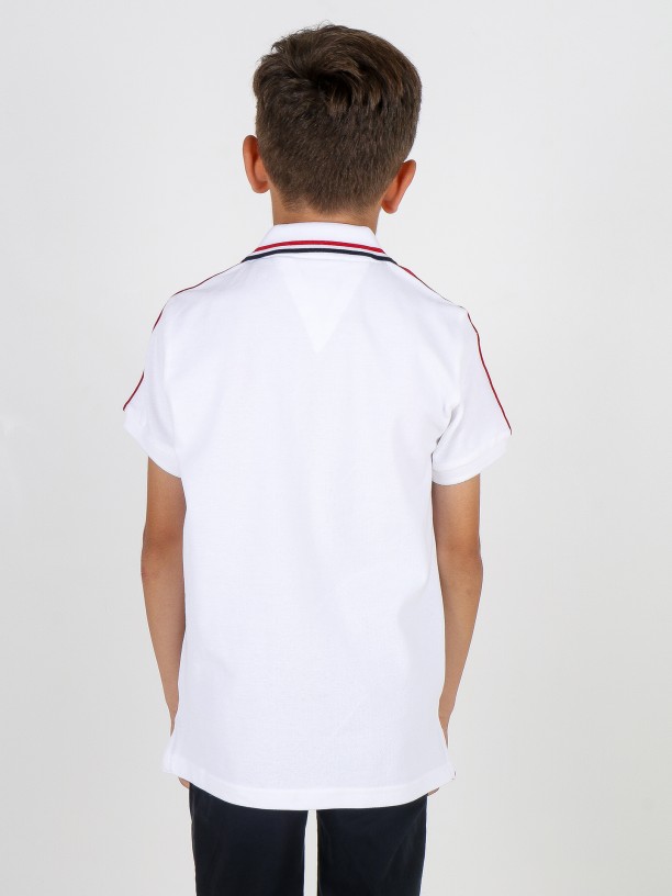 Cotton polo with side bands kids