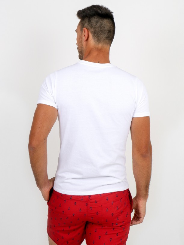 T-shirt de algodão com estampado âncoras