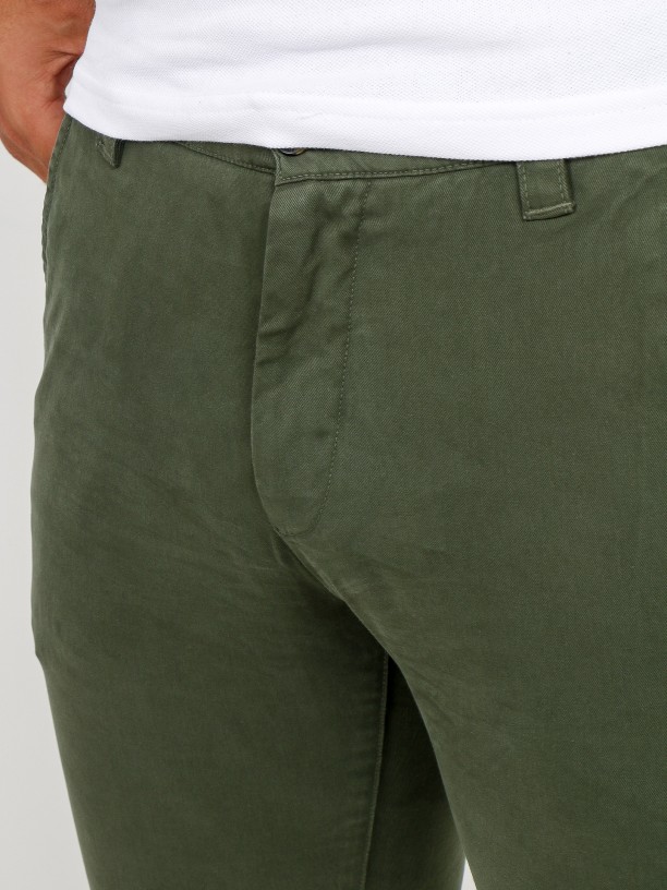Pantalones chino slim fit algodón elástico