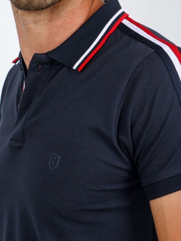 Cotton polo shirt with side strip la france