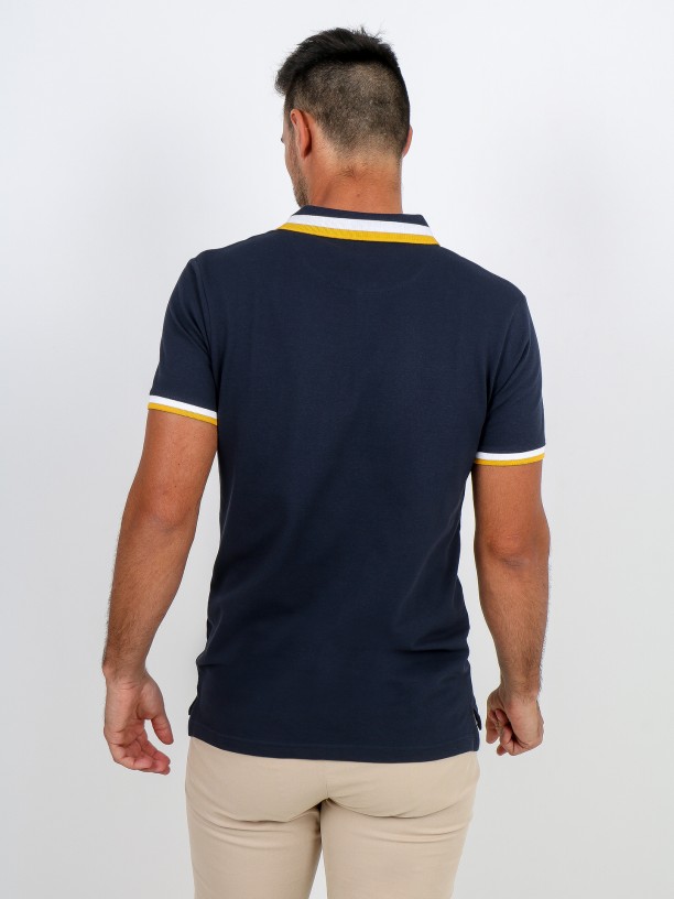 Polo de algodão com fecho Polo de algodão com fecho