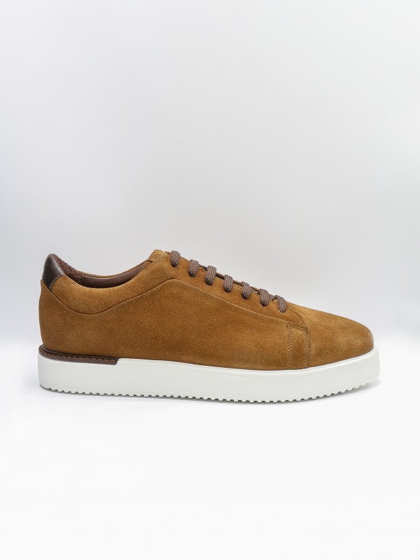 Croute leather sneakers with detail on heel