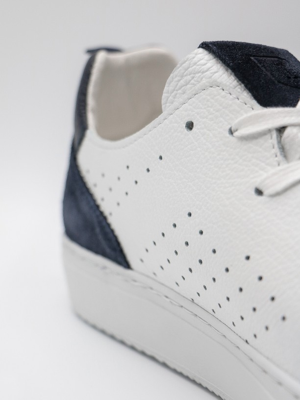 Combination leather perforated sneakers