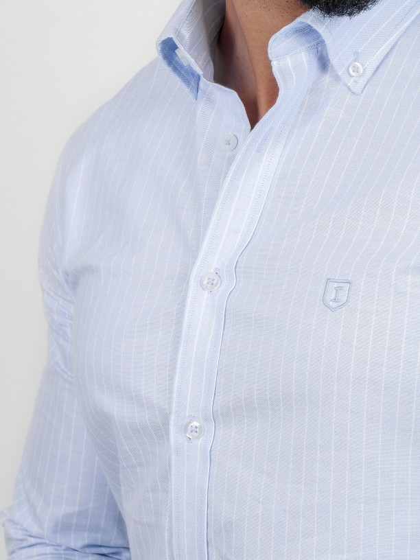 Camisa de algodão às riscas Camisa de algodão às riscas