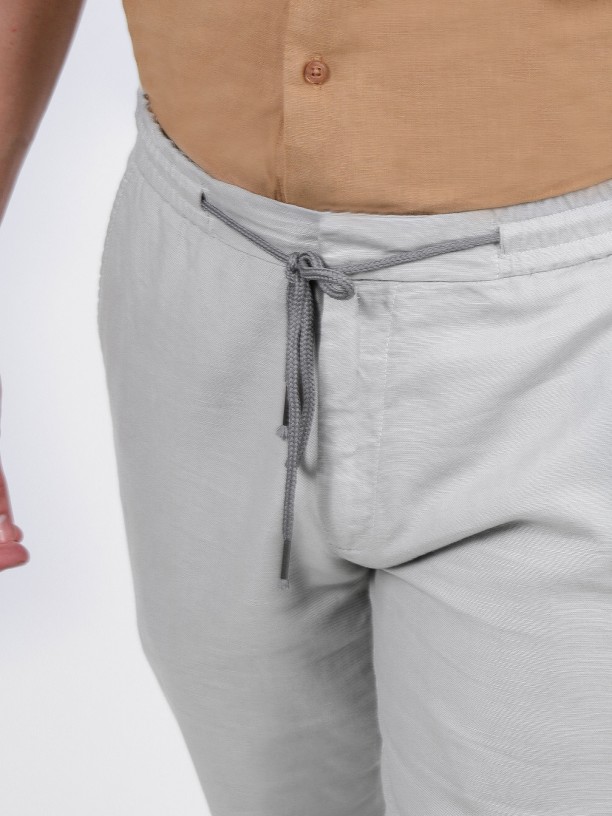 Cotton linen chino jogger trousers