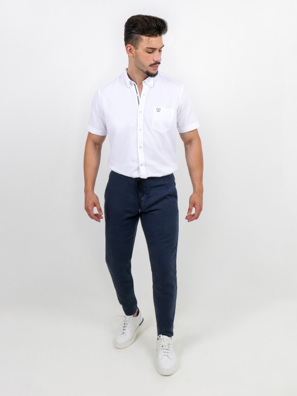 Cotton linen chino jogger trousers