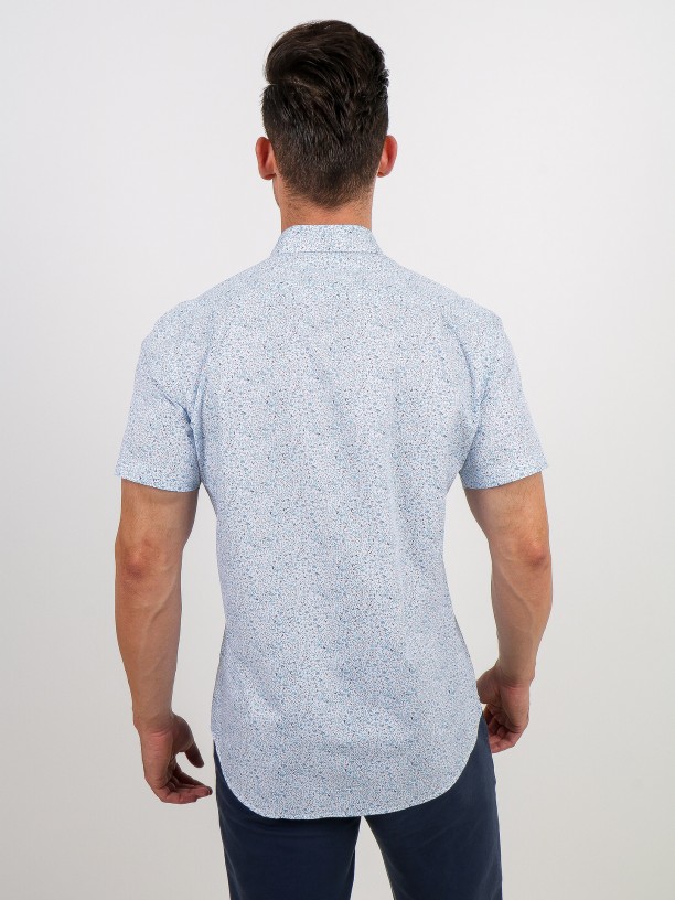 Camisa de manga curta de algodão com padrão