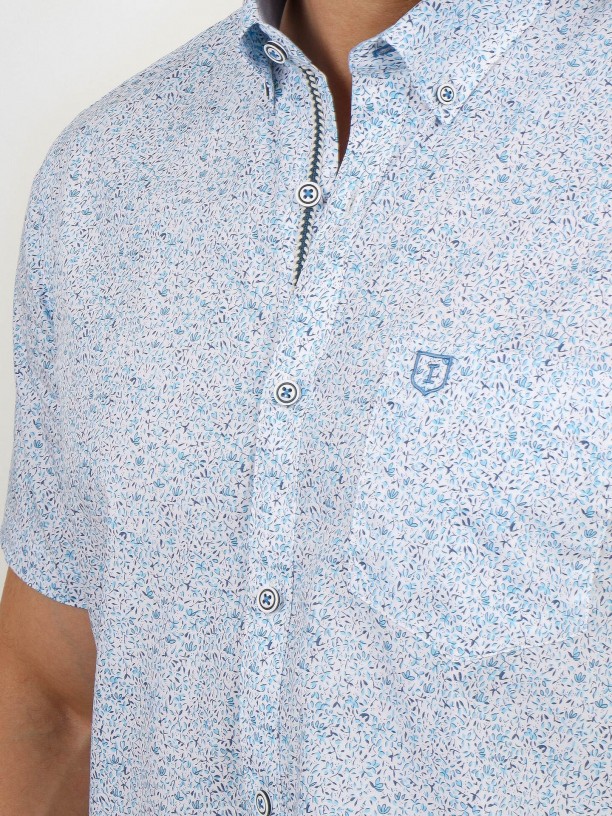 Camisa de manga curta de algodão com padrão