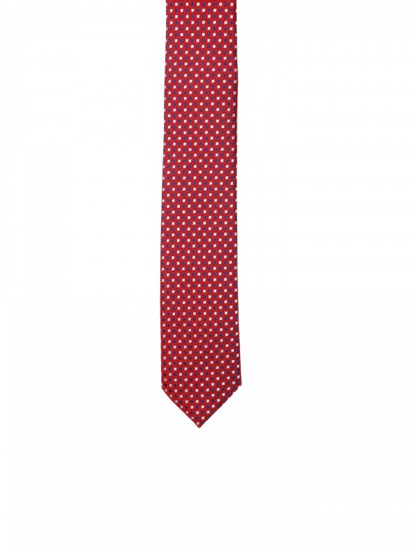 Slim tie with mosaic pattern