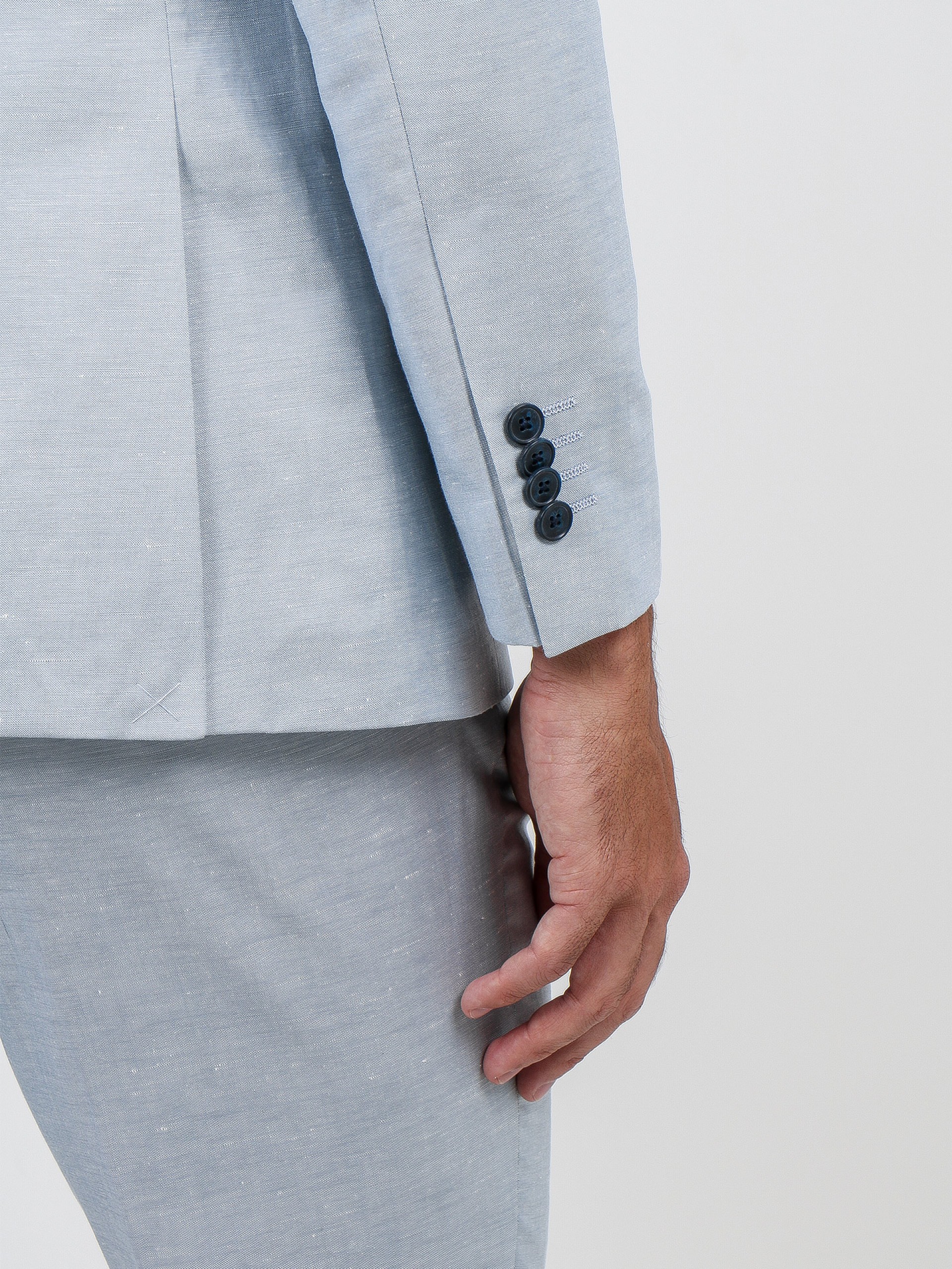 Slim fit plain linen suit