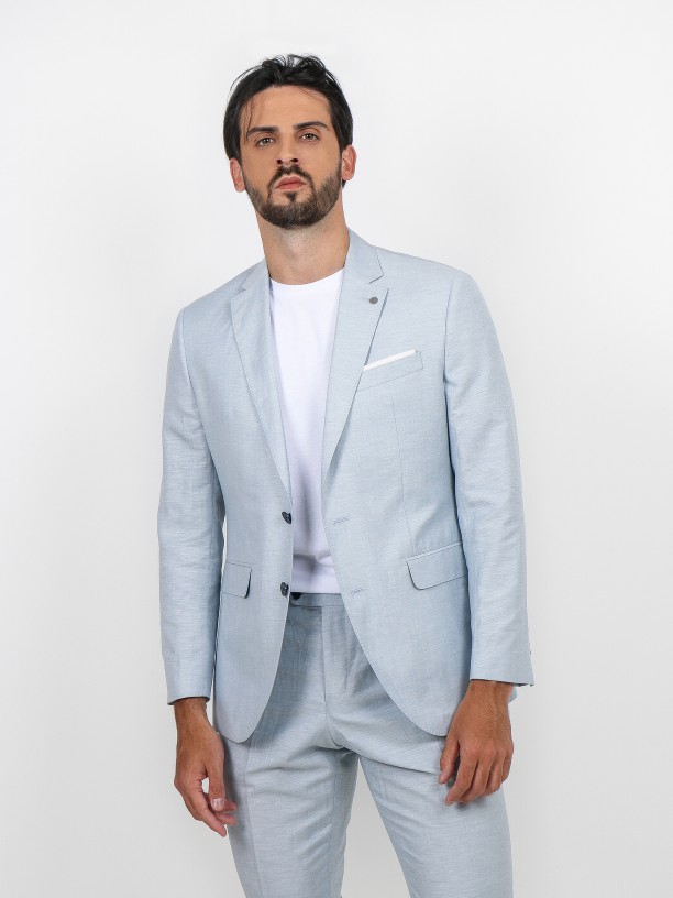 Slim fit plain linen suit