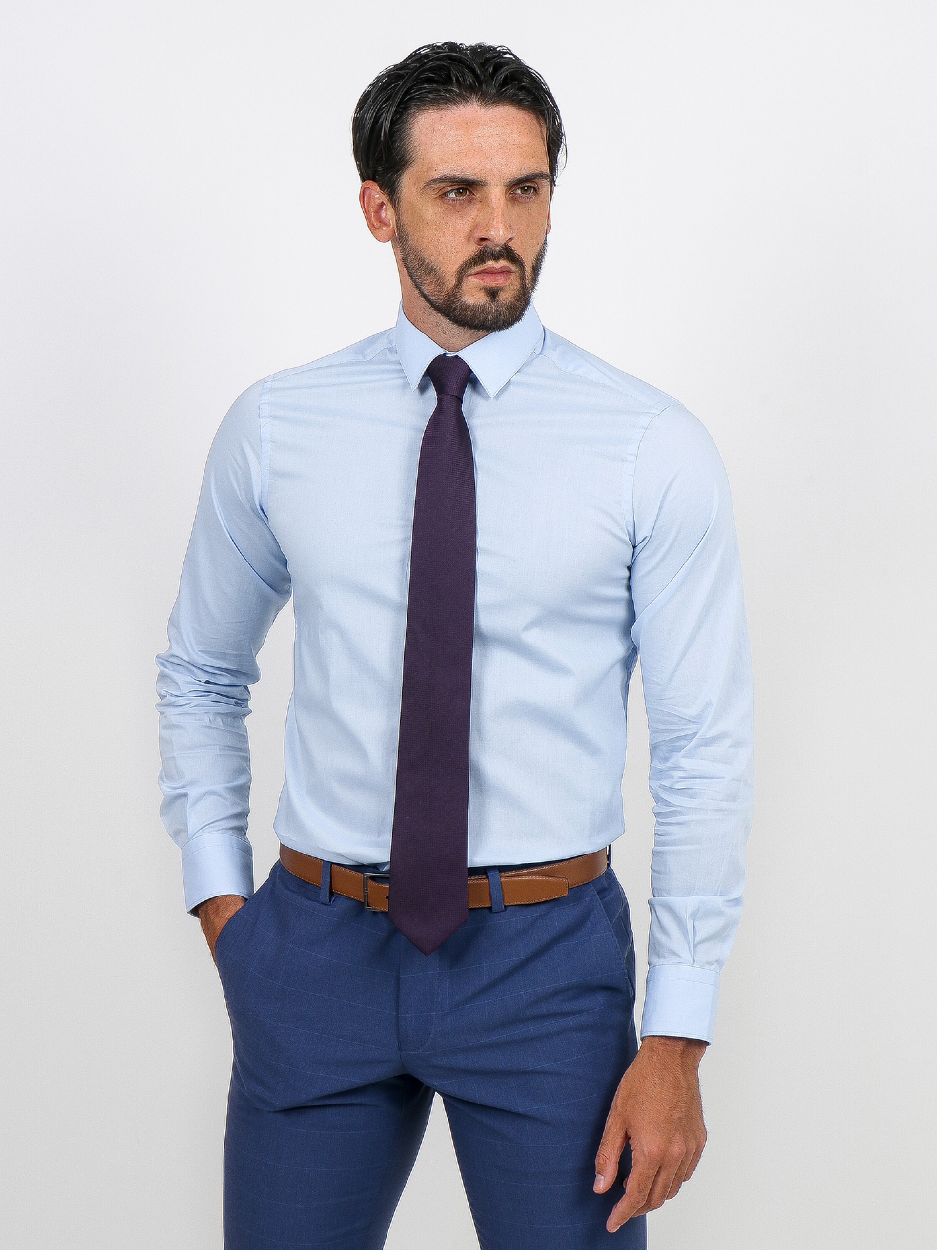 Slim fit plain classic shirt