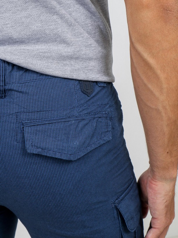 Micro pattern cargo bermuda cotton shorts