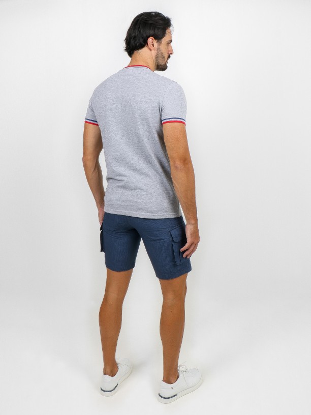 Micro pattern cargo bermuda cotton shorts