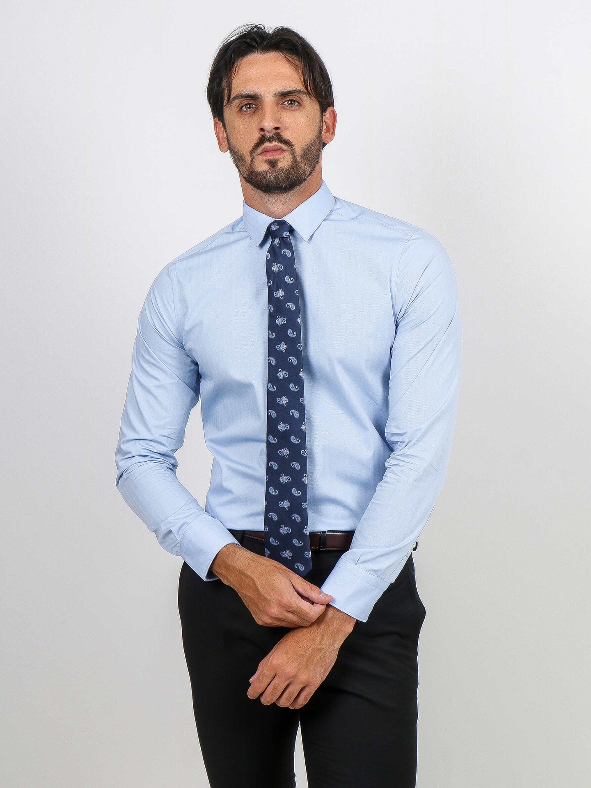Slim fit classic herringbone shirt